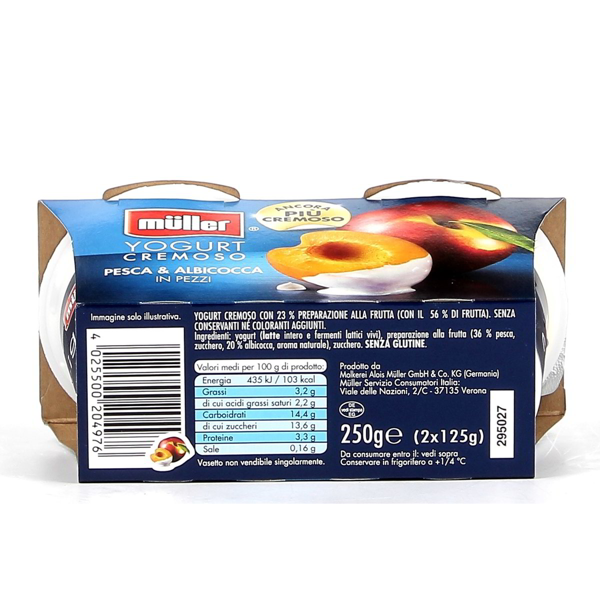 Müller Yogurt Cremoso Pesca E Albicocca In Pezzi 2x125 g — immagine 3