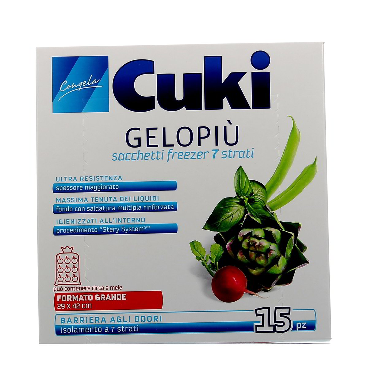 Cuki Gelopiù Sacchetti Freezer 7 Strati Grandi 15 pezzi