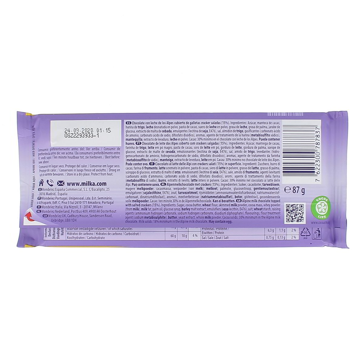 Milka Cioccolato Al Latte Con Crackers Tuc 87 g — immagine 3