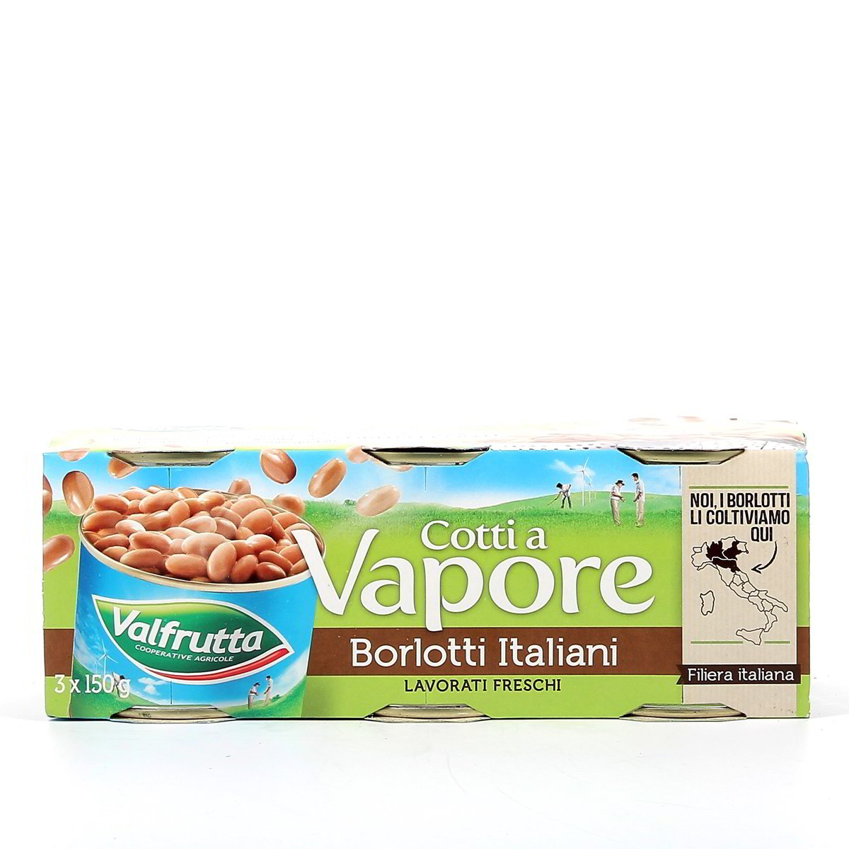 Valfrutta Fagioli Borlotti Italiani Cotti A Vapore 3x150 g - sgocciolato 3x140 g