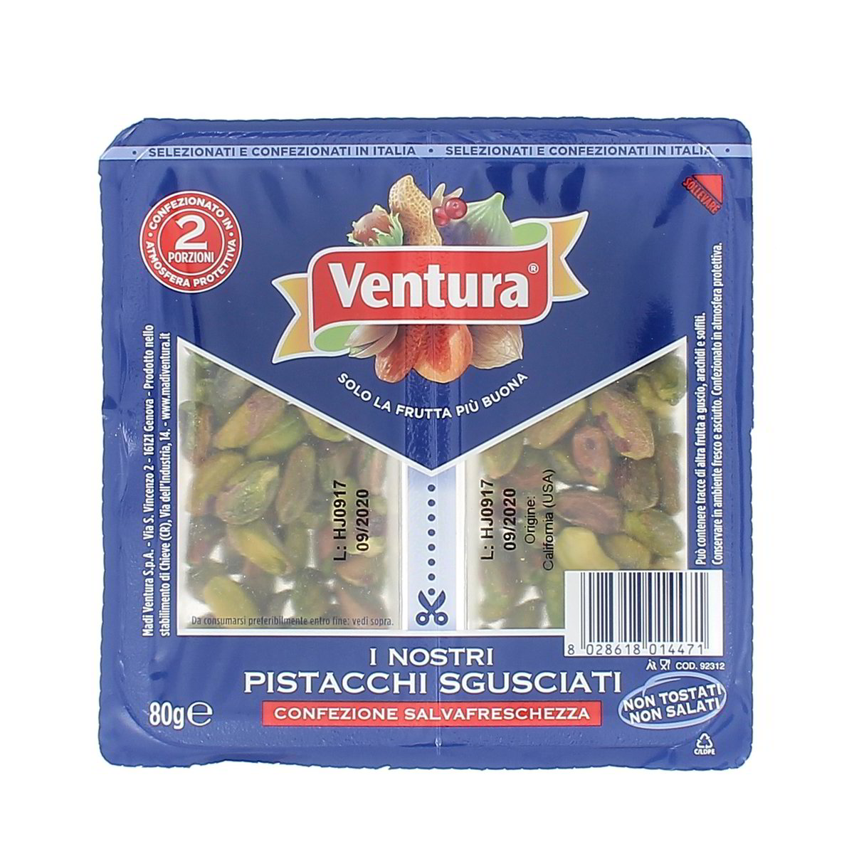 Ventura Pistacchi Sgusciati 2x40 g