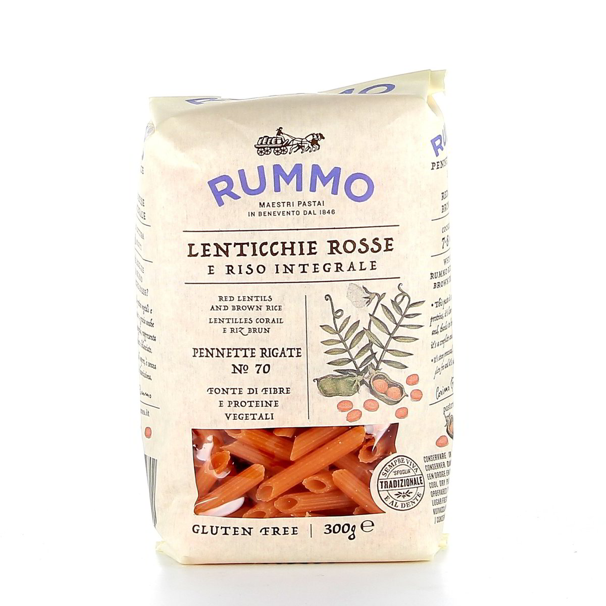 Rummo Pennette Rigate Integrali Di Lenticchie Rosse E Riso 300 g