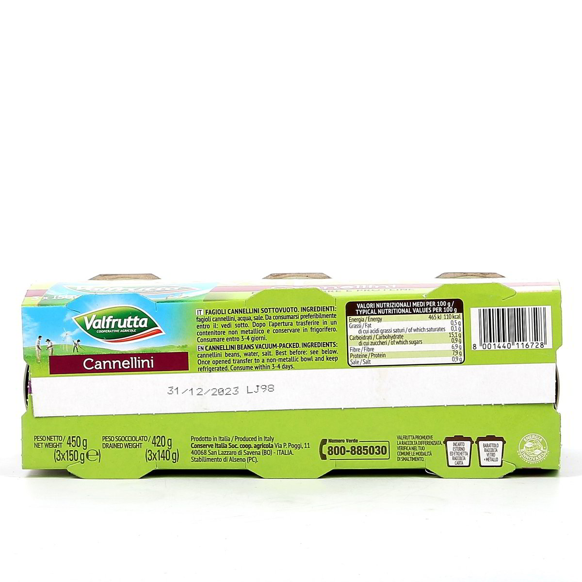 Valfrutta Fagioli Cannellini Cotti A Vapore 3x150 g - sgocciolato 3x140 g — immagine 3
