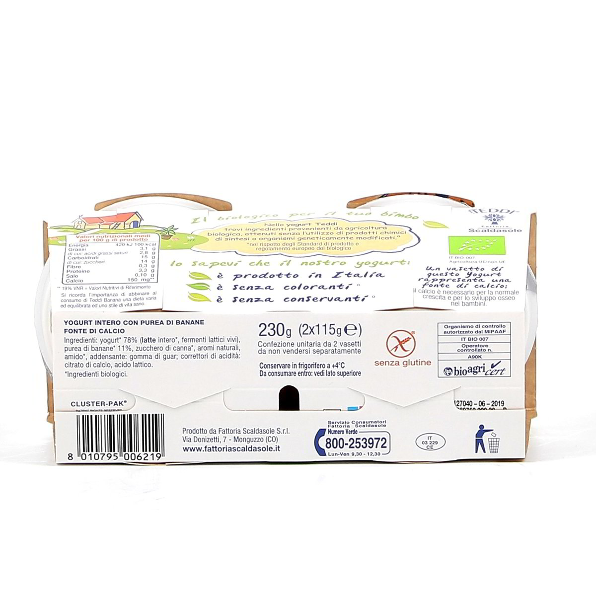 Fattoria Scaldasole Teddi Yogurt Intero Bio Con Banana 2x115 g — immagine 3