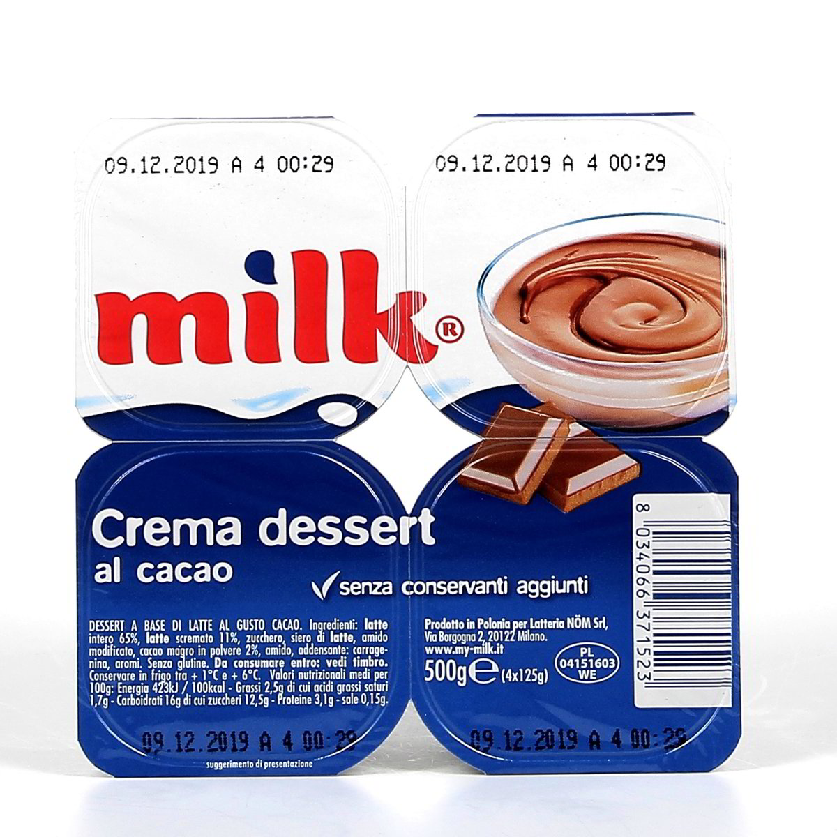 Milk Crema Dessert Al Cacao 4x125 g