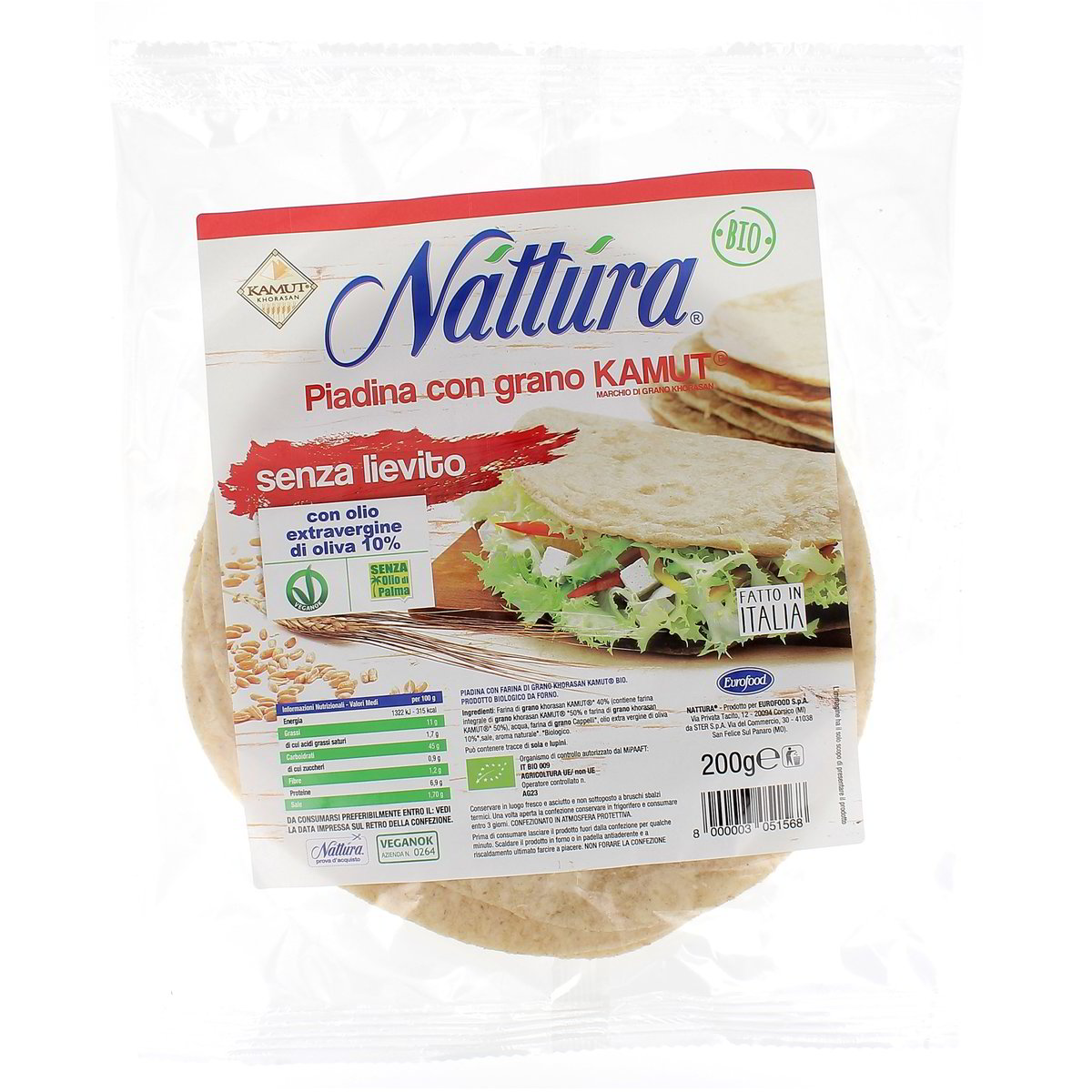 Nattura Piadina Con Grano Kamut Bio 200 g