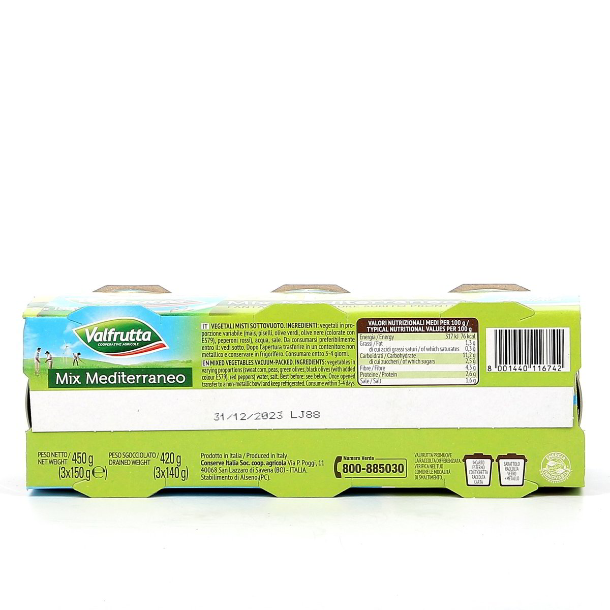 Valfrutta Gran Mix Mediterraneo Cotto A Vapore 3x150 g - sgocciolato 3x140 g — immagine 3