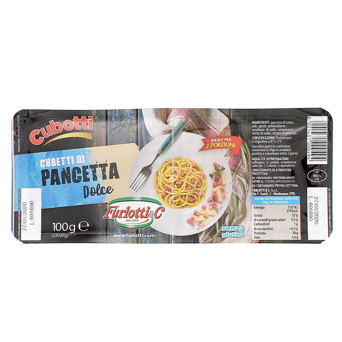 Furlotti Pancetta Dolce A Cubetti 100 g