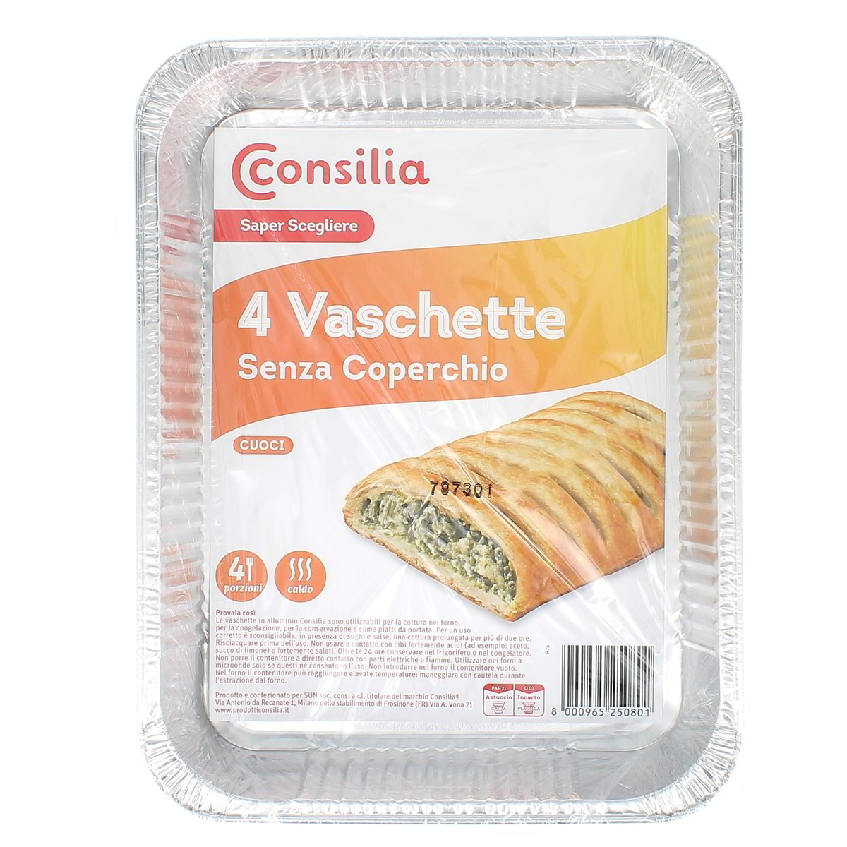 Consilia Vaschette Senza Coperchio 4 Porzioni 4 pezzi