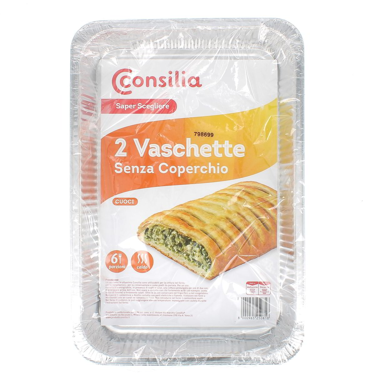 Consilia Vaschette Senza Coperchio 6 Porzioni 2 pezzi