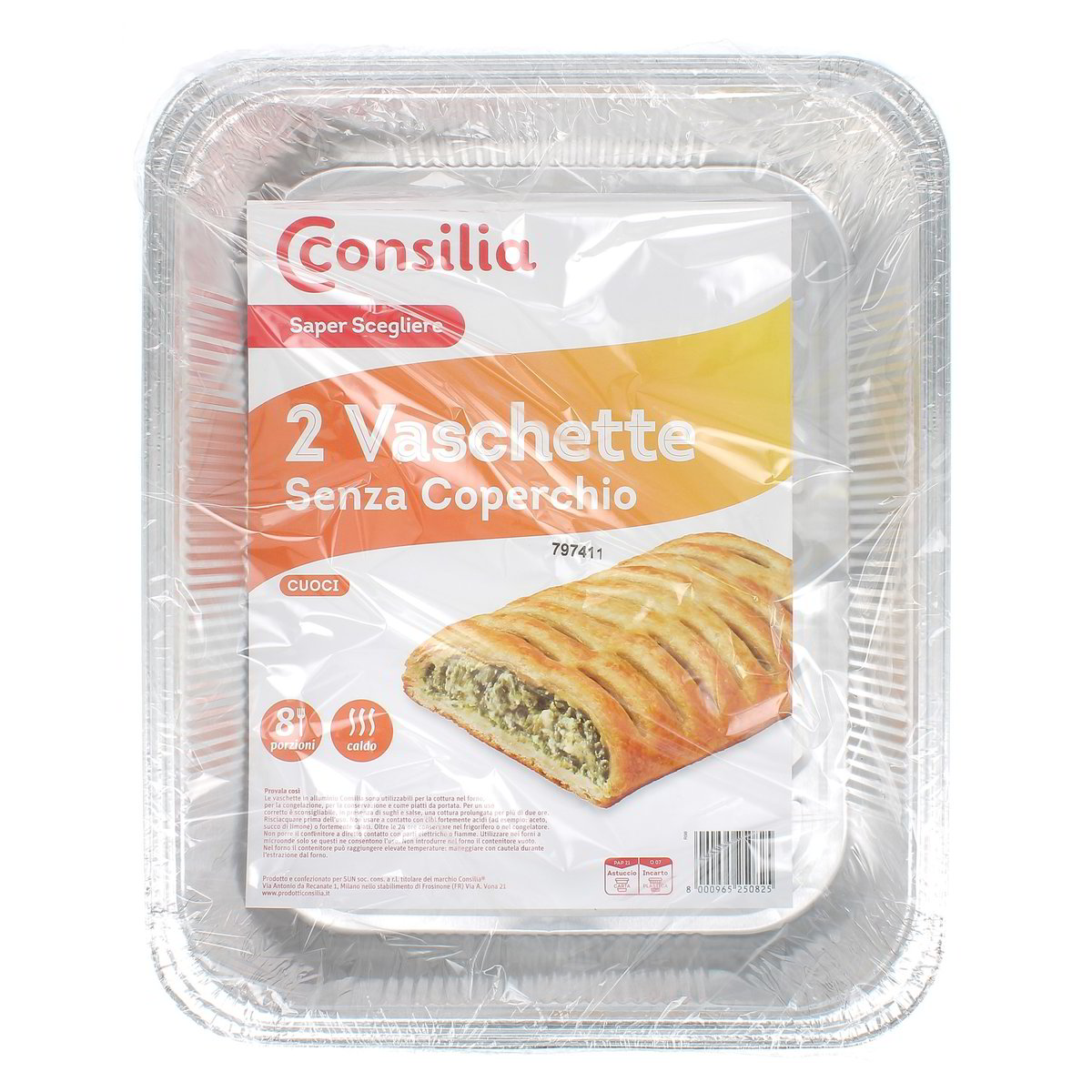 Consilia Vaschette Senza Coperhio 8 Porzioni 2 pezzi