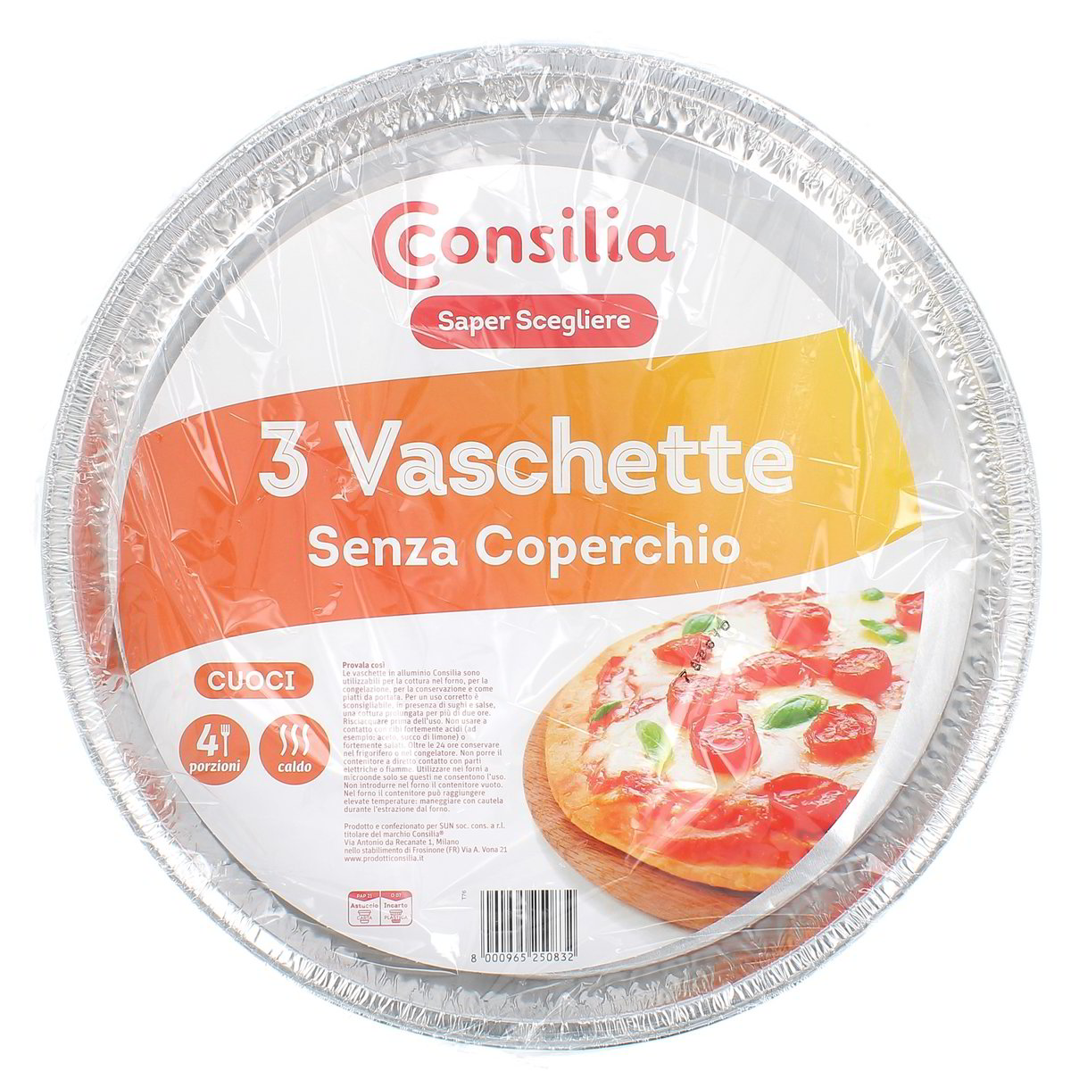 Consilia Vaschette Senza Coperchio 4 Porzioni 3 pezzi