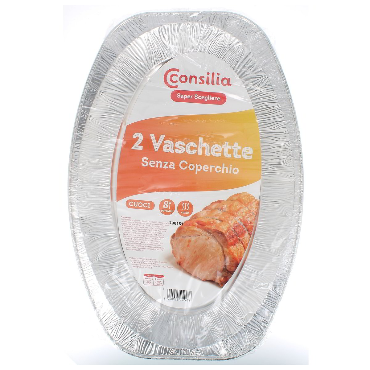 Consilia Vaschette Senza Coperchio 8 Porzioni 2 pezzi