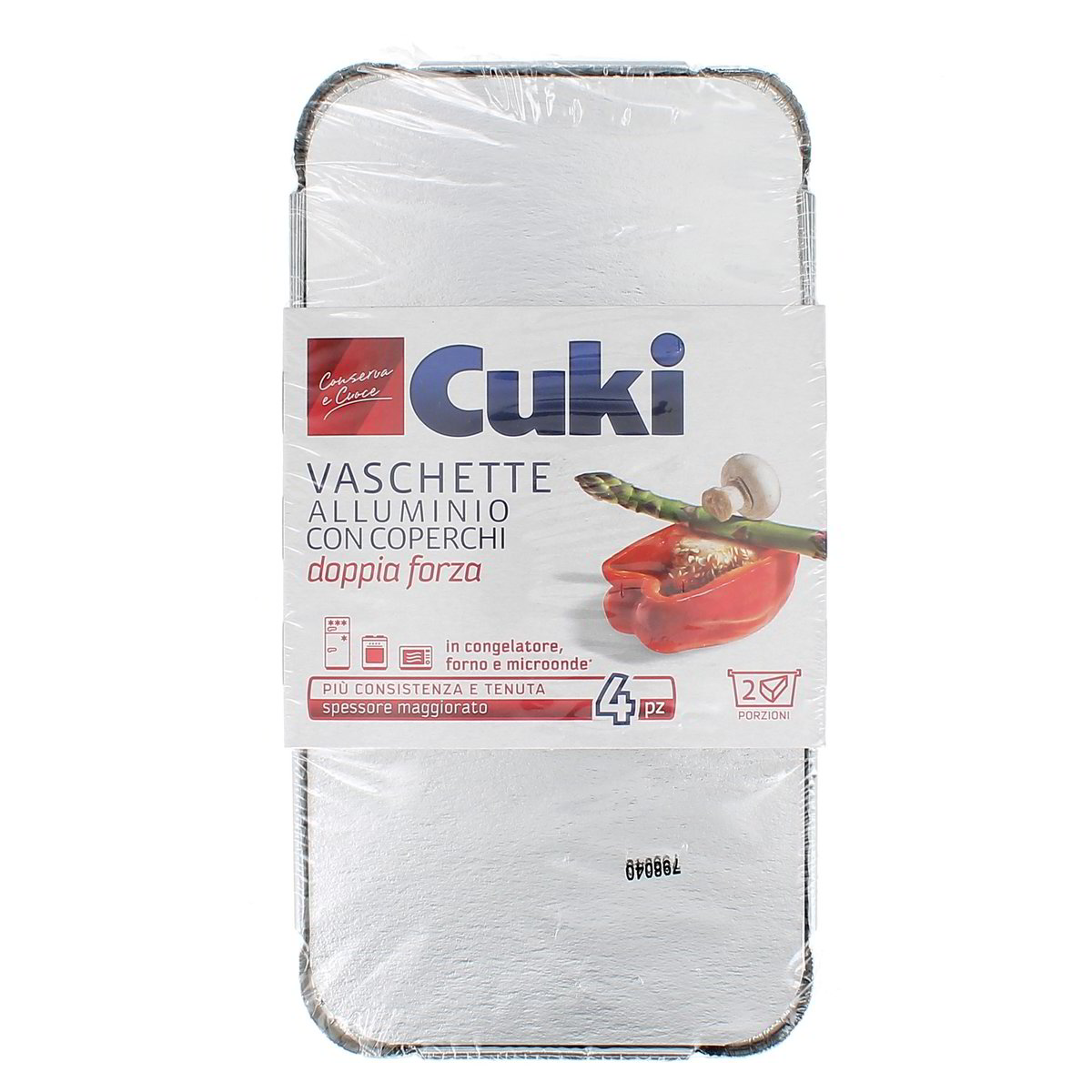 Cuki Vaschette Alluminio Con Coperchi 2 Porzioni 4 pezzi
