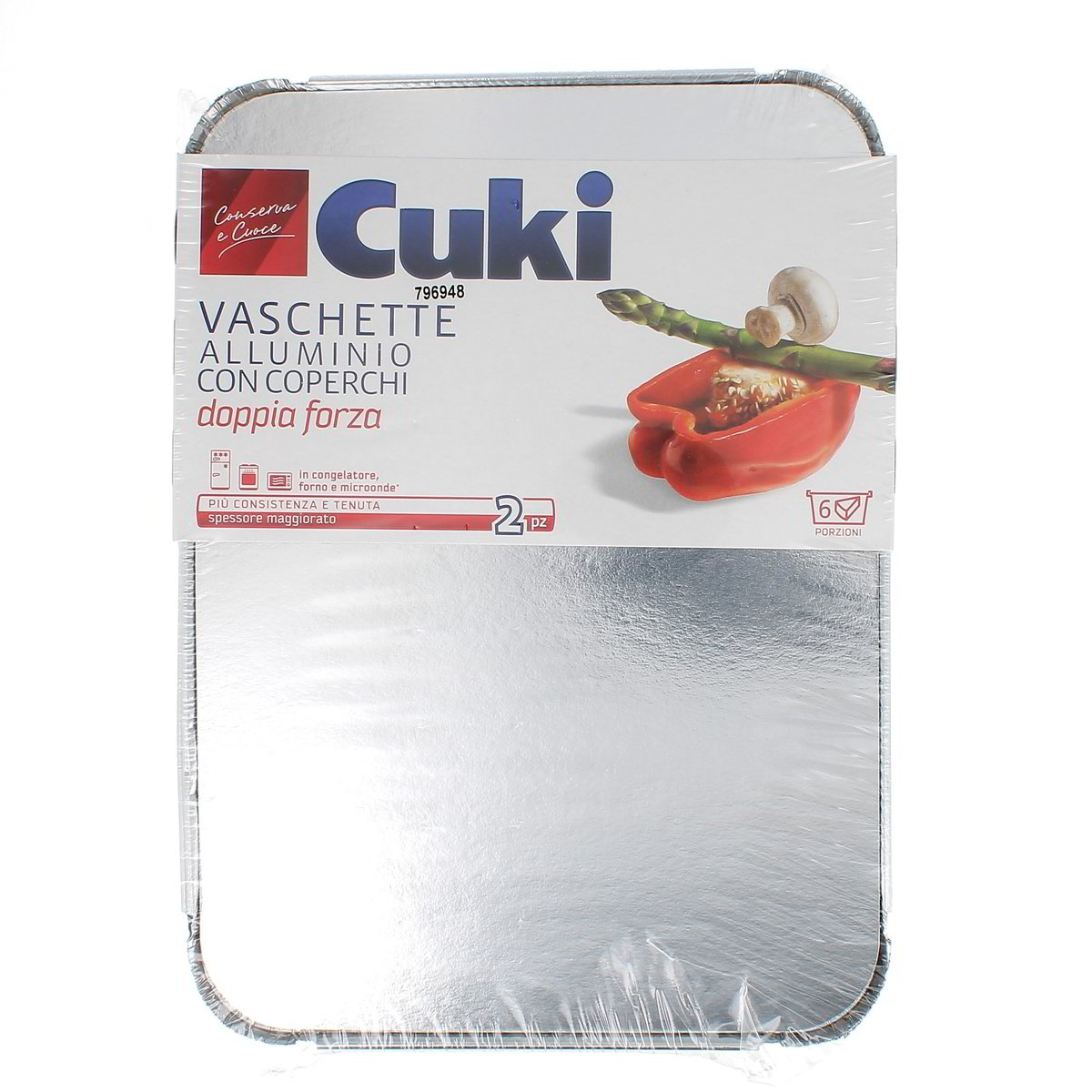 Cuki Vaschette Alluminio Con Coperchio 6 Porzioni 2 pezzi