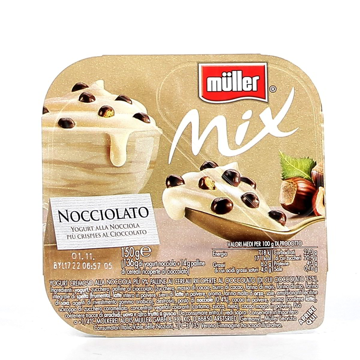 Müller Mix Alla Nocciola Piu' Crispies Al Cioccolato 150 g