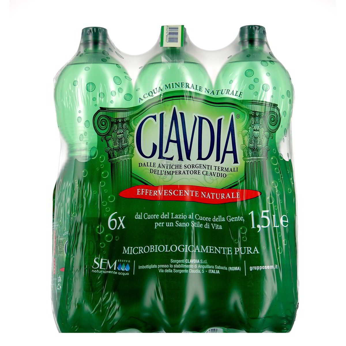 Claudia Acqua Effervescente Naturale 6 bottiglie GRANDI da 1,5 l