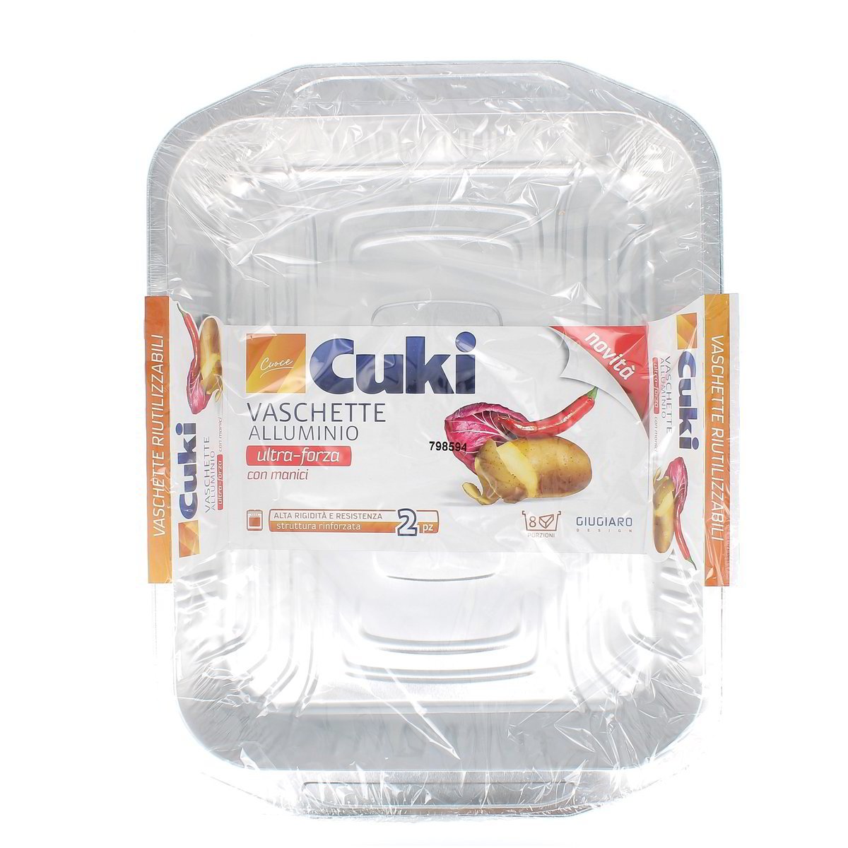 Cuki Vaschette Alluminio Con Manici 8 Porzioni 2 pezzi