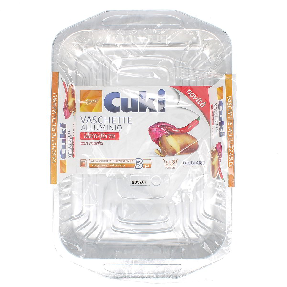 Cuki Vaschette Alluminio Con Manici 5 Porzioni 3 pezzi