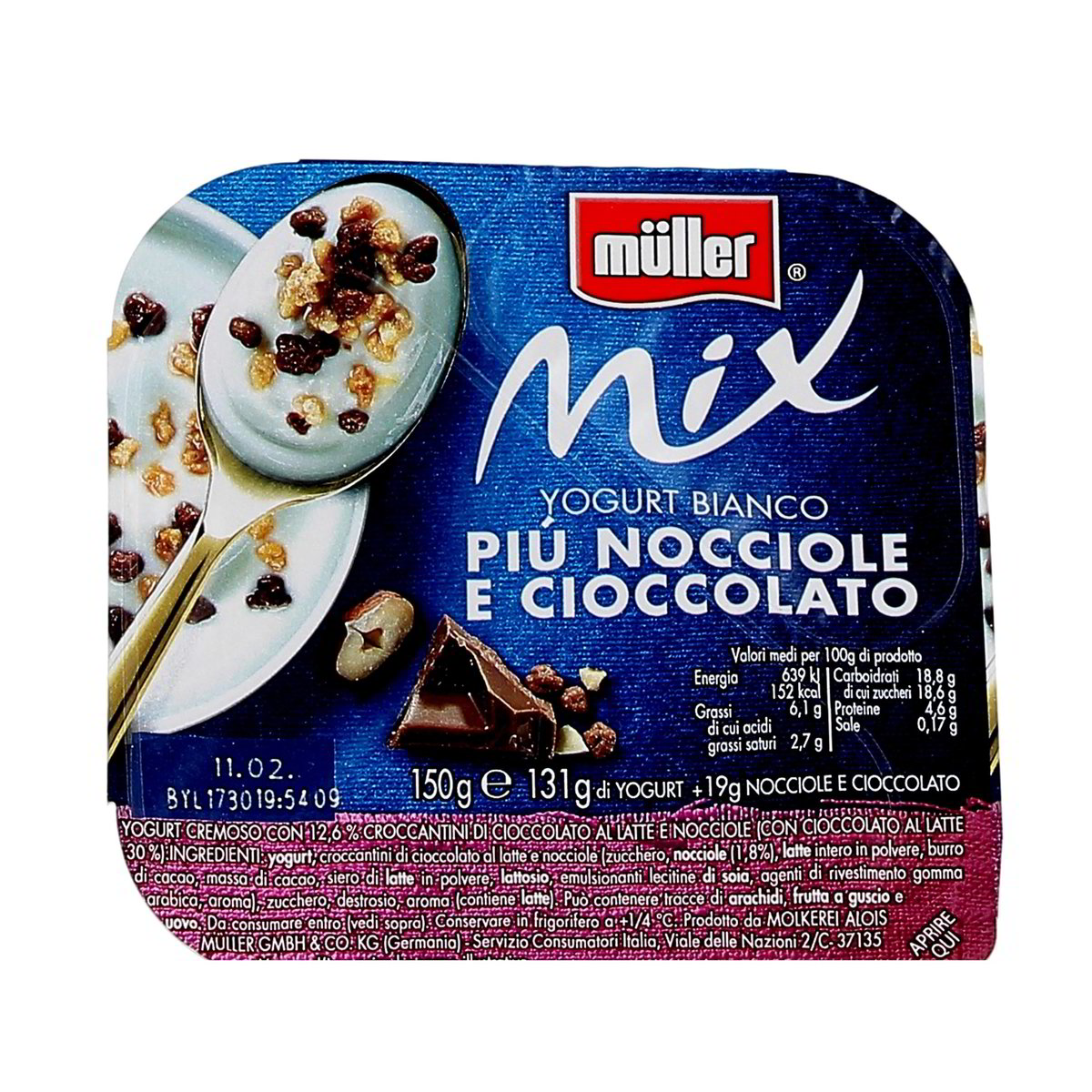 Müller Mix Yogurt Bianco Piú Nocciole E Cioccolato 150 g
