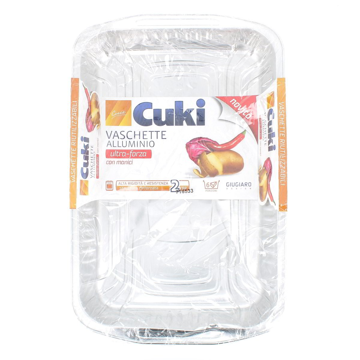 Cuki Vaschette Alluminio Con Manici 6 Porzioni 2 pezzi