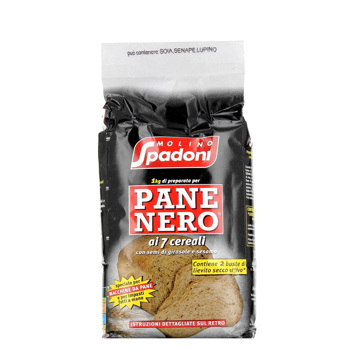 Molino Spadoni Preparato Per Pane Nero Ai 7 Cereali E 2 Buste Di Lievito Secco 1020 g