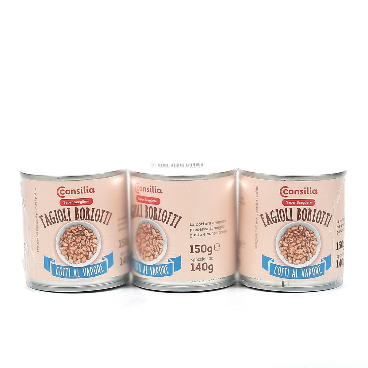 Consilia Fagioli Borlotti Cotti Al Vapore 3x150 g - sgocciolato 3x140 g