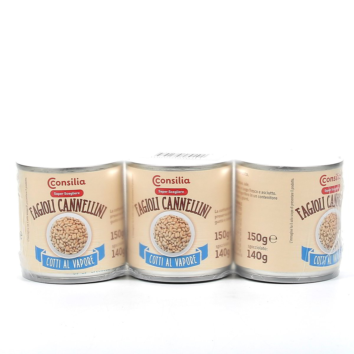 Consilia Fagioli Cannellini Cotti Al Vapore 3x150 g - sgocciolato 3x140 g