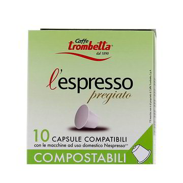 L ESPRESSO PREGIATO CAPSULE COMPOSTABILI CAFF TROMBETTA 10 pezzi
