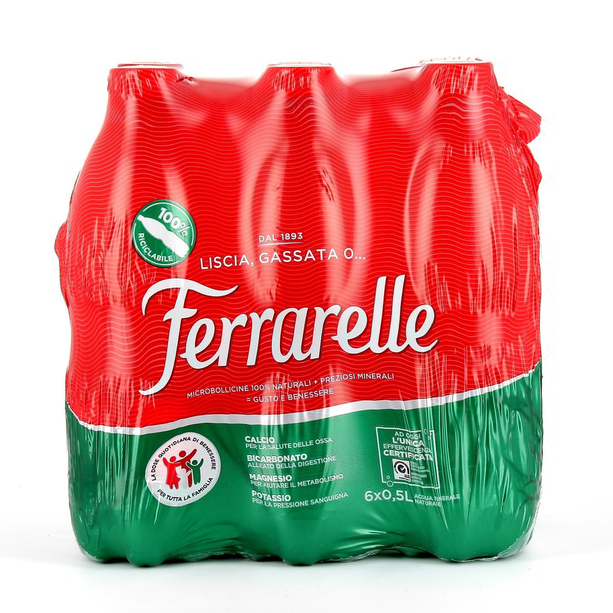 Ferrarelle Acqua Minerale Effervescente Naturale 6 bottiglie PICCOLE da 500 ml