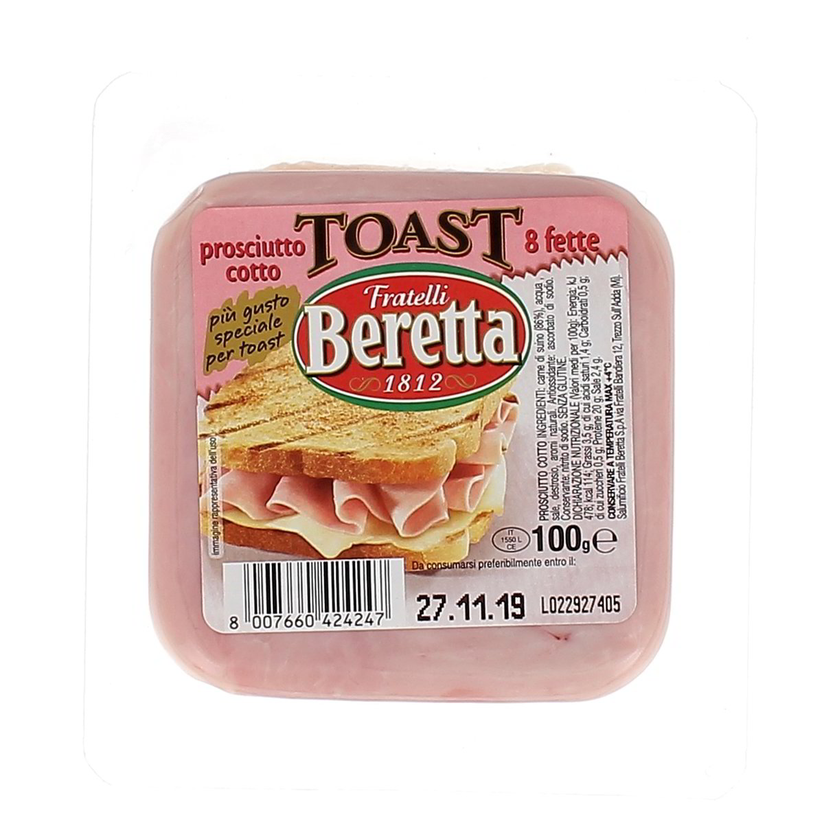 Beretta Prosciutto Cotto Toast 100 g