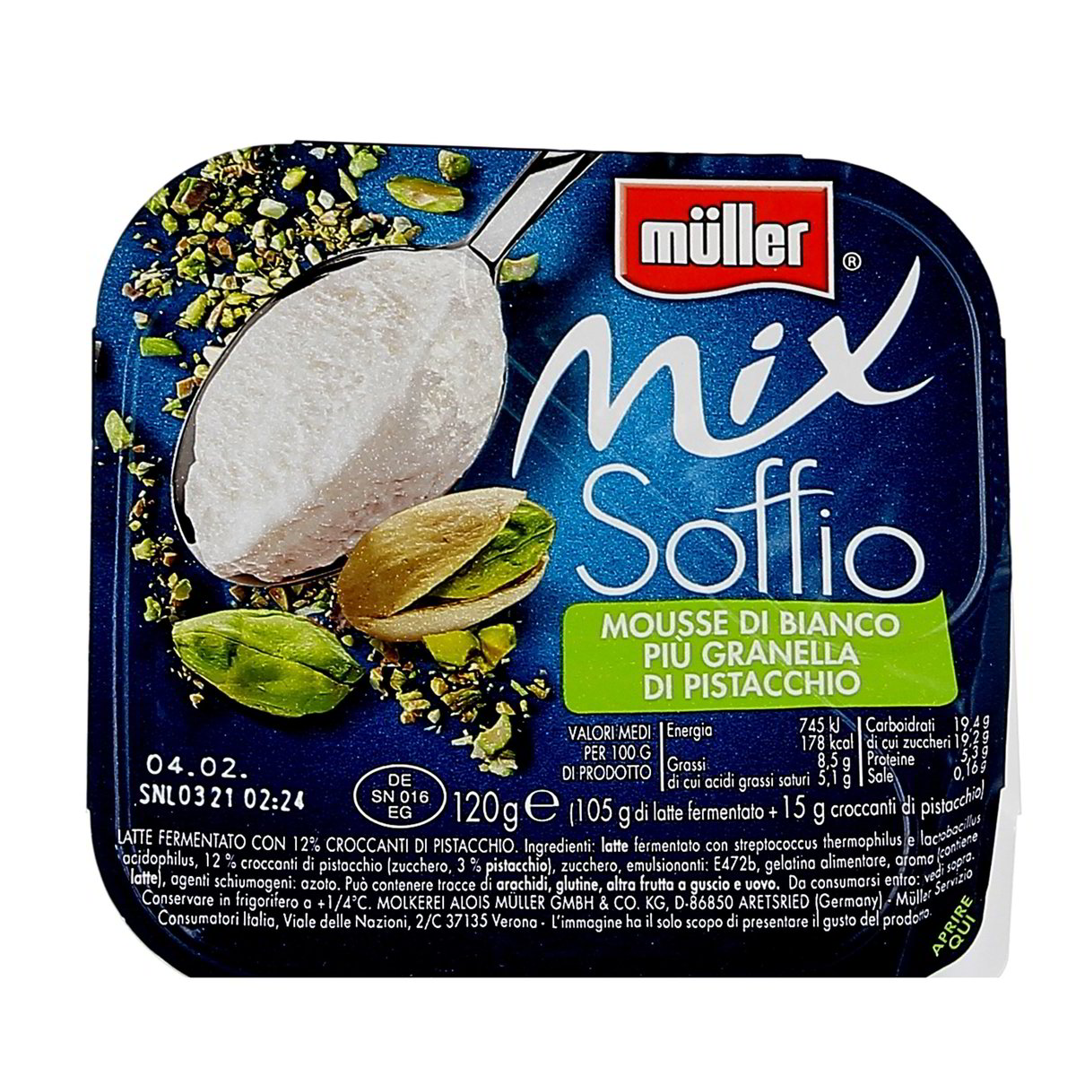 Müller Mix Soffio Mousse Più Granella Di Pistacchio 120 g