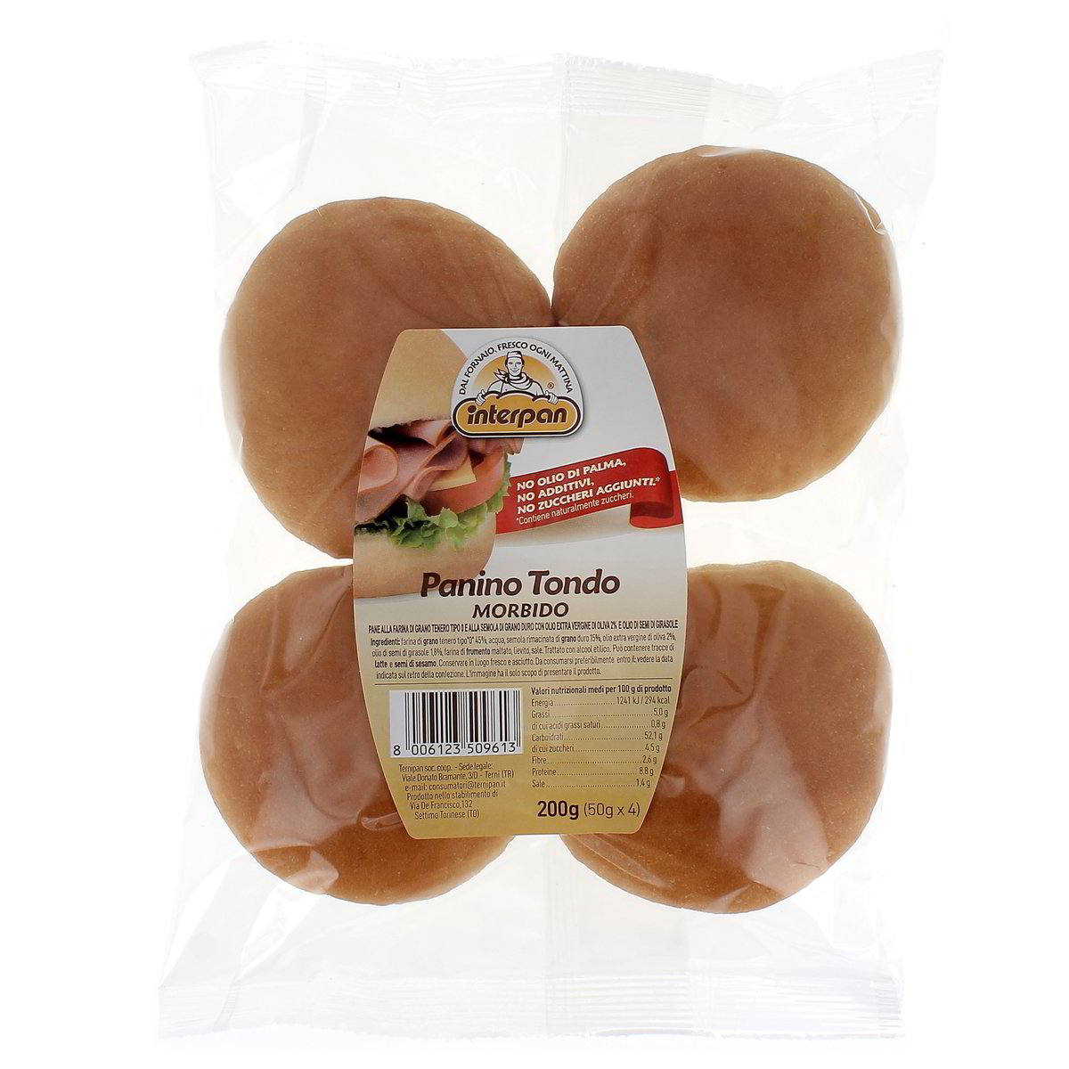 Interpan PANINO MORBIDO TONDO x4 200 g