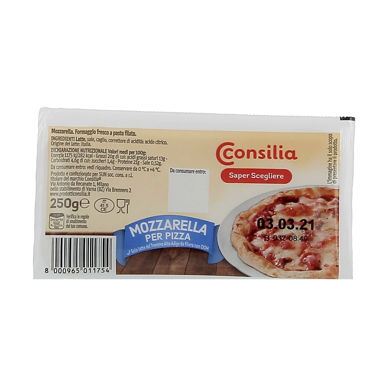 Consilia Mozzarella Per Pizza 250 g