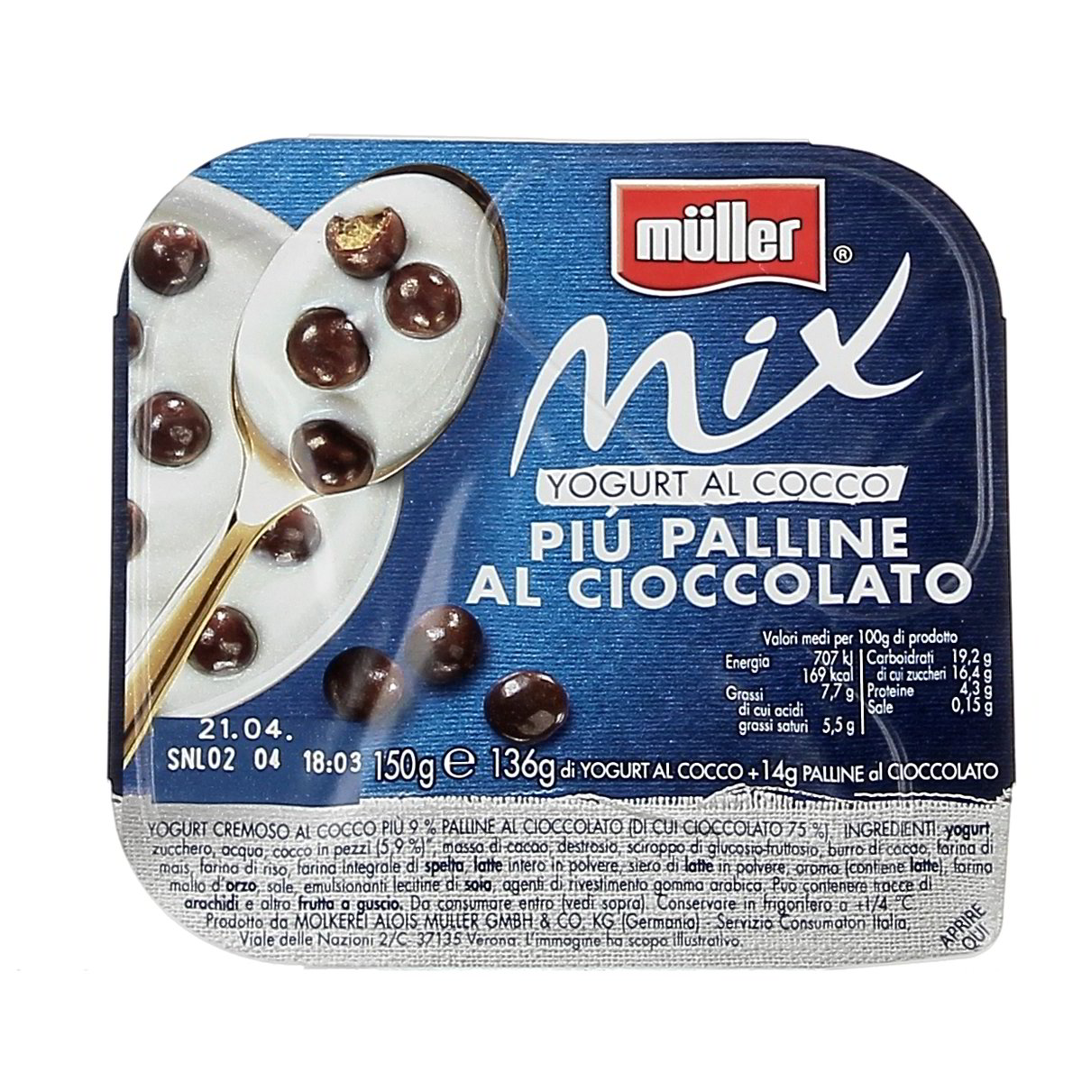 Müller Mix Al Cocco Piu' Palline Cioccolato 150 g