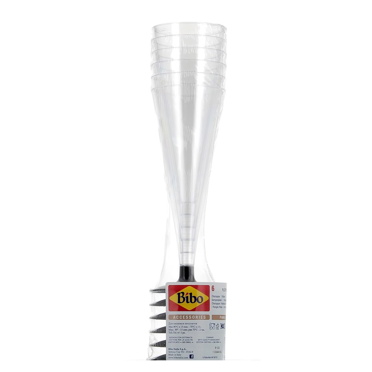 Bibo Flutes Champagne Nero 6 pezzi