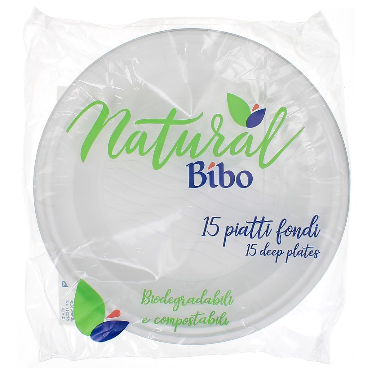 Bibo Natural Piatti Fondi Biodegradabili 15 pezzi