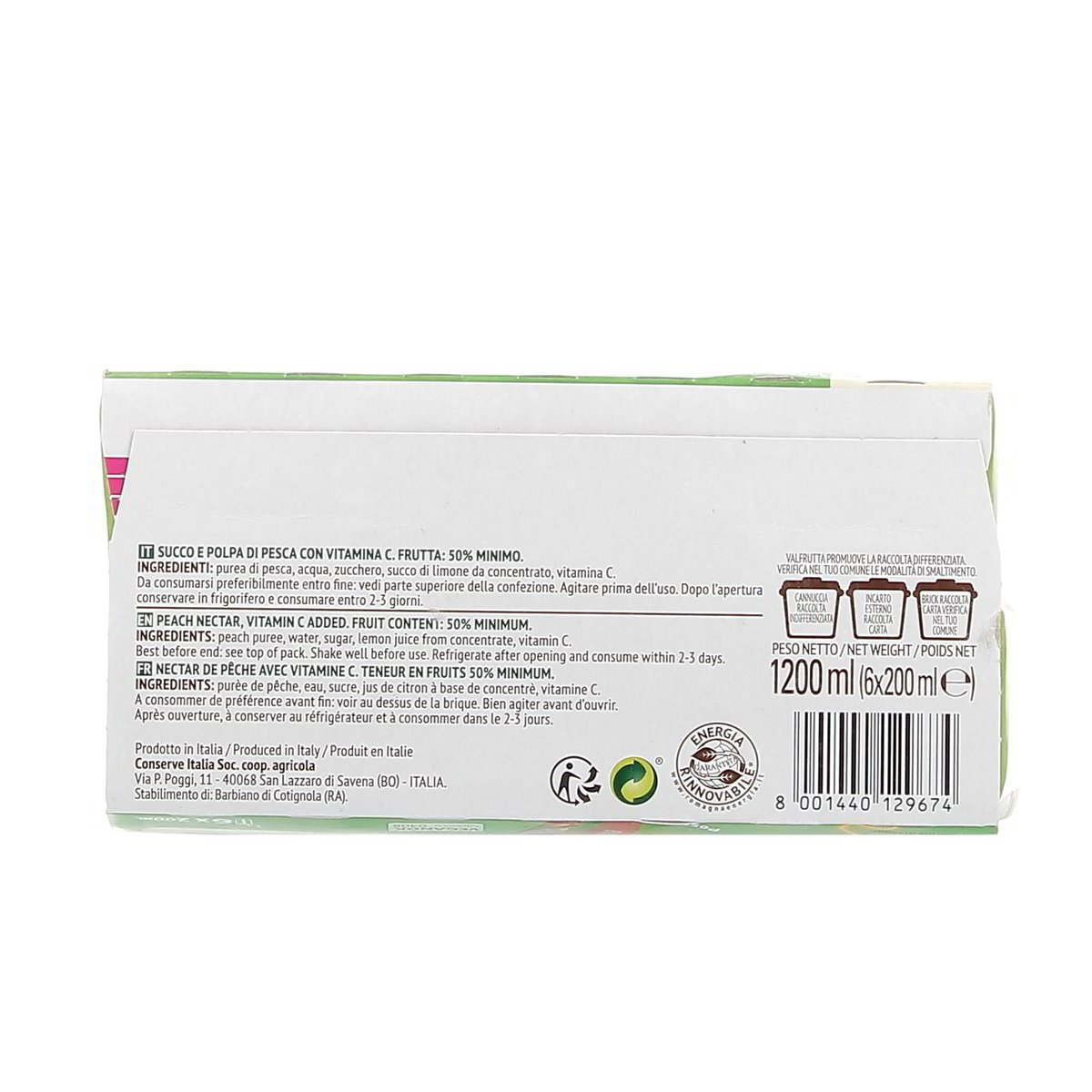 Valfrutta Pesca Italiana Succo E Polpa Di Frutta 6x200 ml — immagine 3