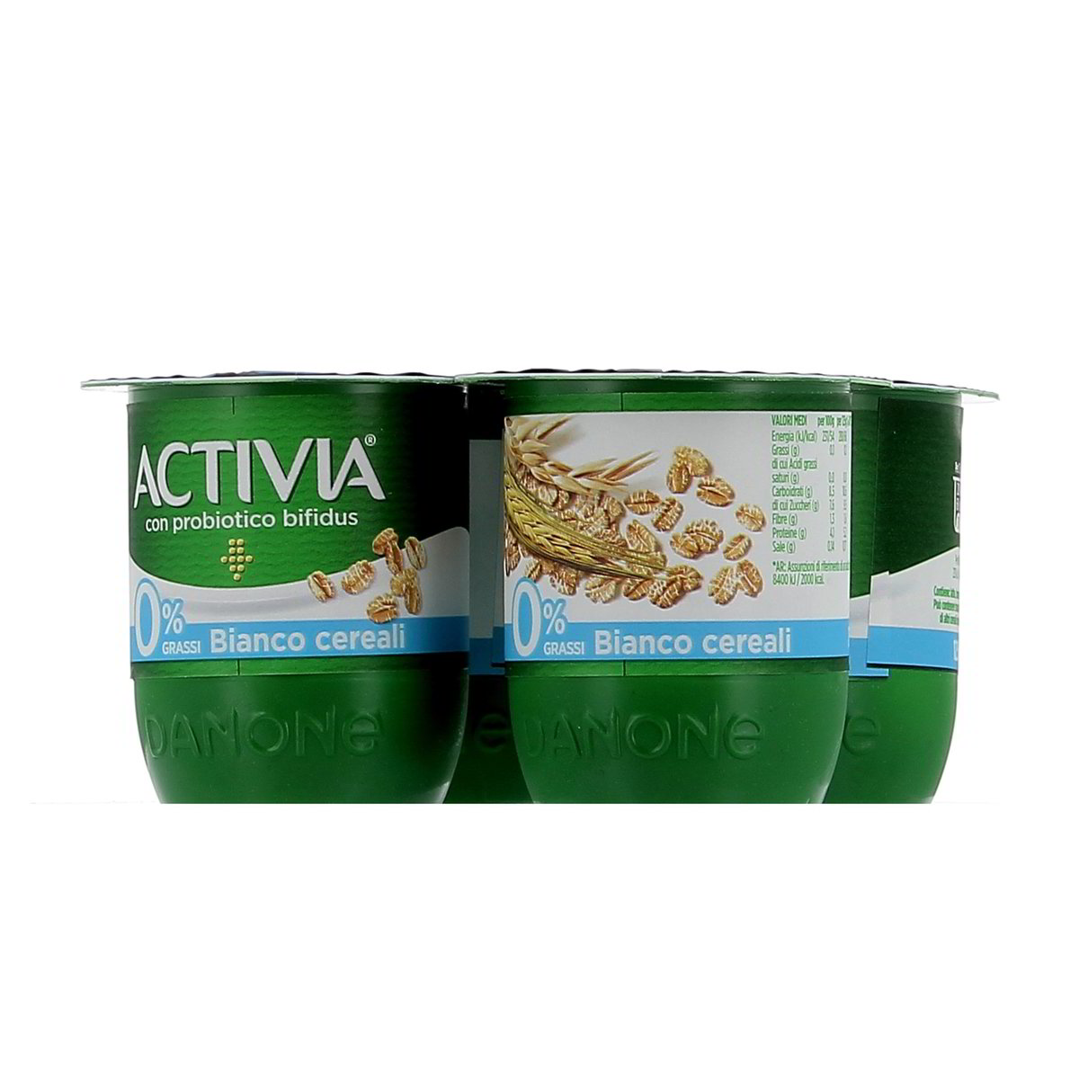 Danone Activia 0% Grassi Bianco E Cereali 4x125 g