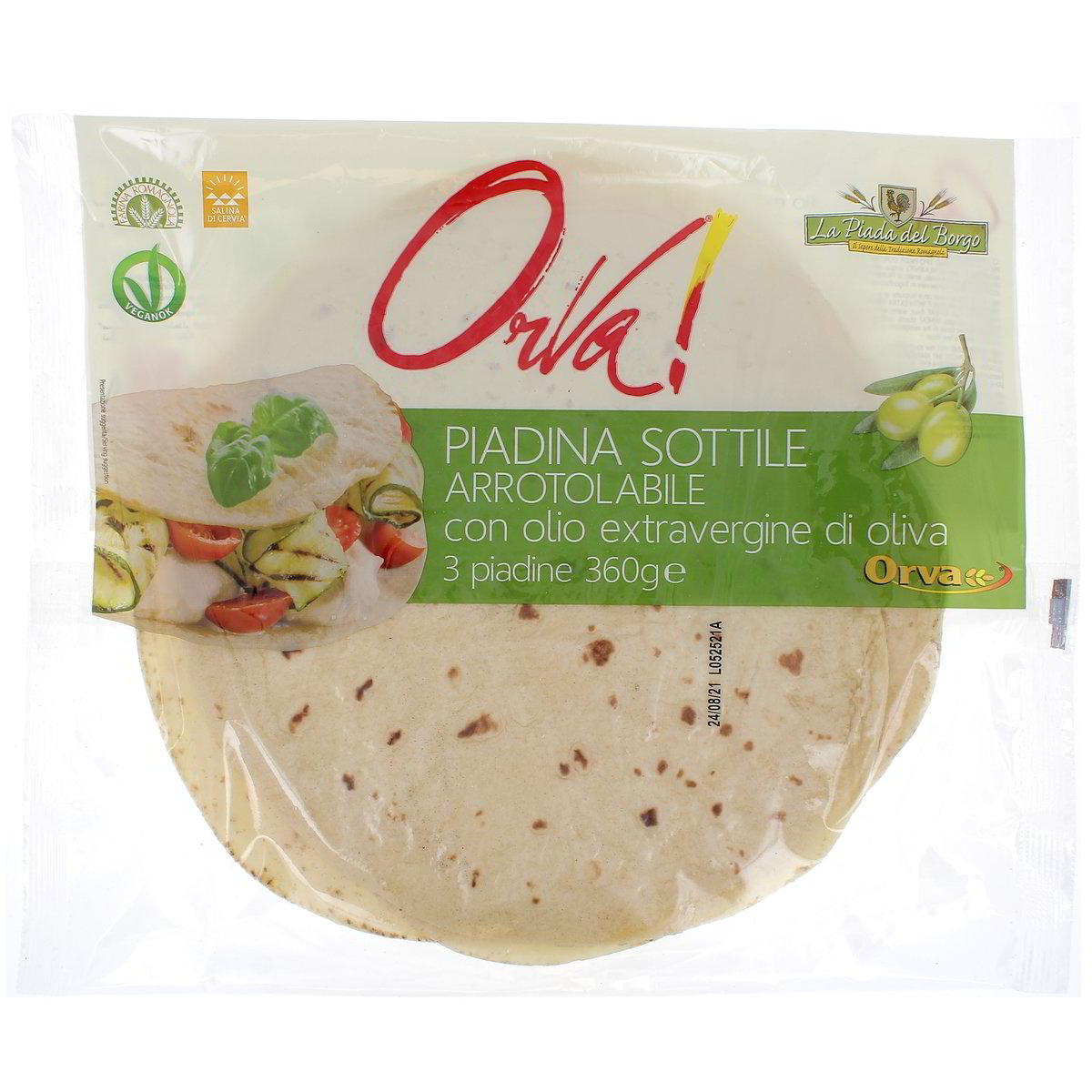 Orva PIADINA SOTTILE CON OLIO EXTRAVERGINE DI OLIVA 360 g 360 g - Conservare in frigorifero