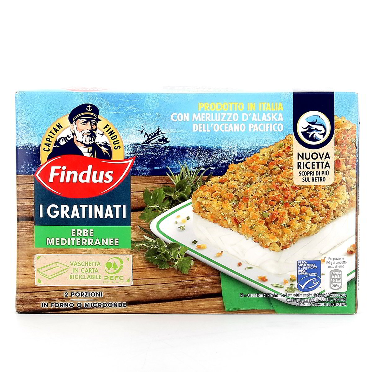 Findus I Gratinati Merluzzo D'alaska Con Erbe Mediterranee E Olio Extravergine D'oliva 380 g