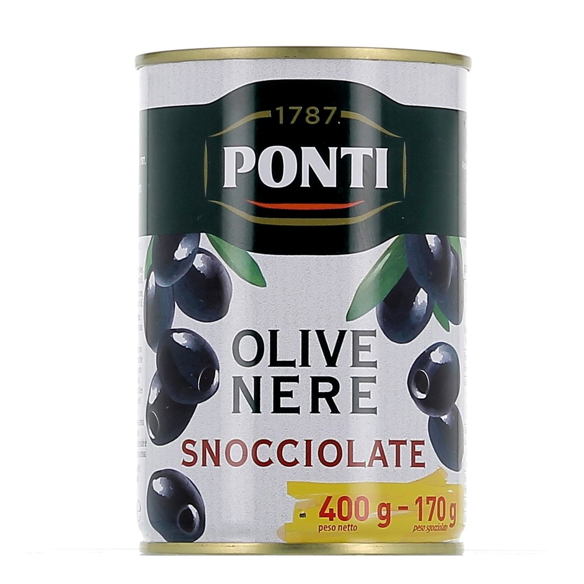 Ponti Olive Nere Denocciolate In Salamoia 400 g - sgocciolato 170 g