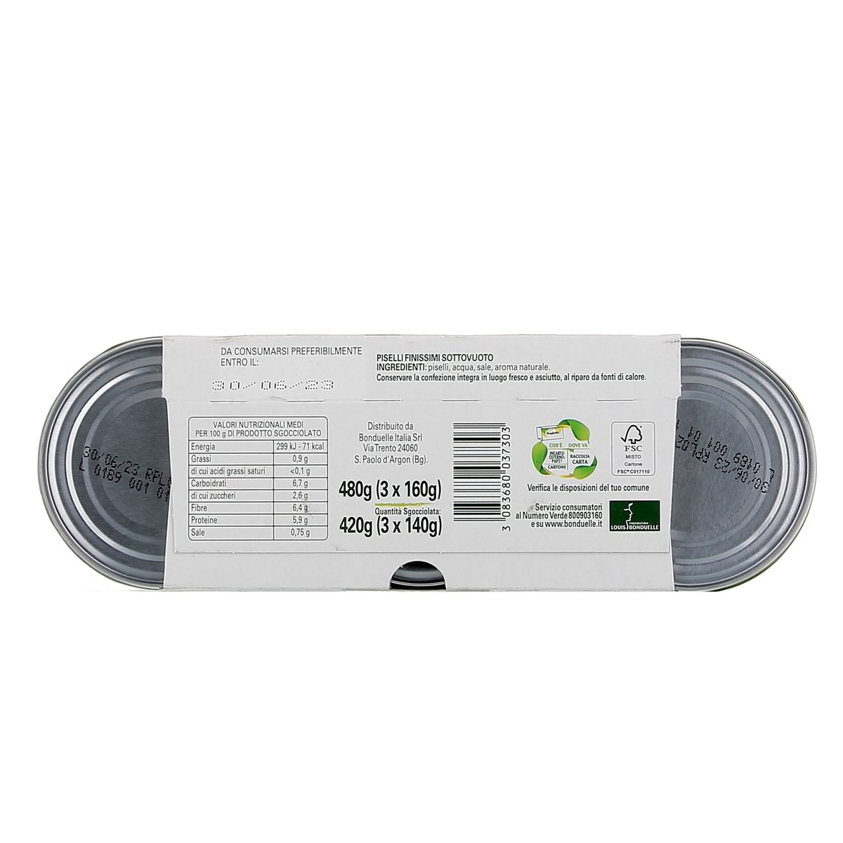 Bonduelle Piselli Finissimi 3x200 g - sgocciolato 3x140 g — immagine 3