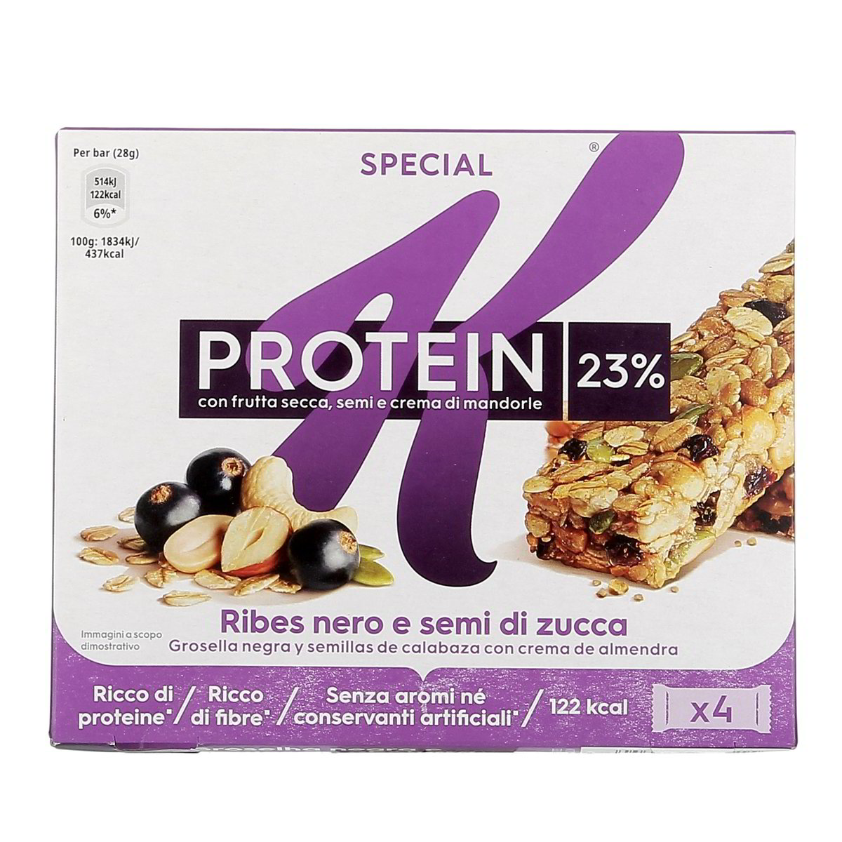 Kellogg'S SPECIAL K BARRETTE PROTEIN RIBES NERO E SEMI DI ZUCCA x4 112 g