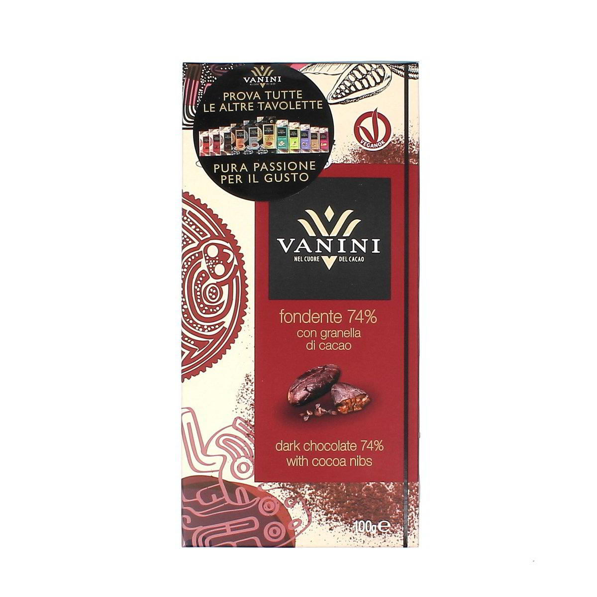 Vanini Tavoletta Cioccolato Fondente 74% Con Granella Di Cacao 100 g