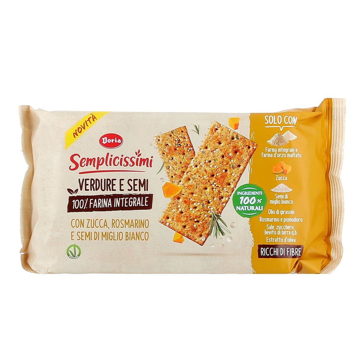 Doria Crackers Semplicissimi Verdure E Semi Con Zucca Rosmarino E Semi Di Miglio Bianco 280 g