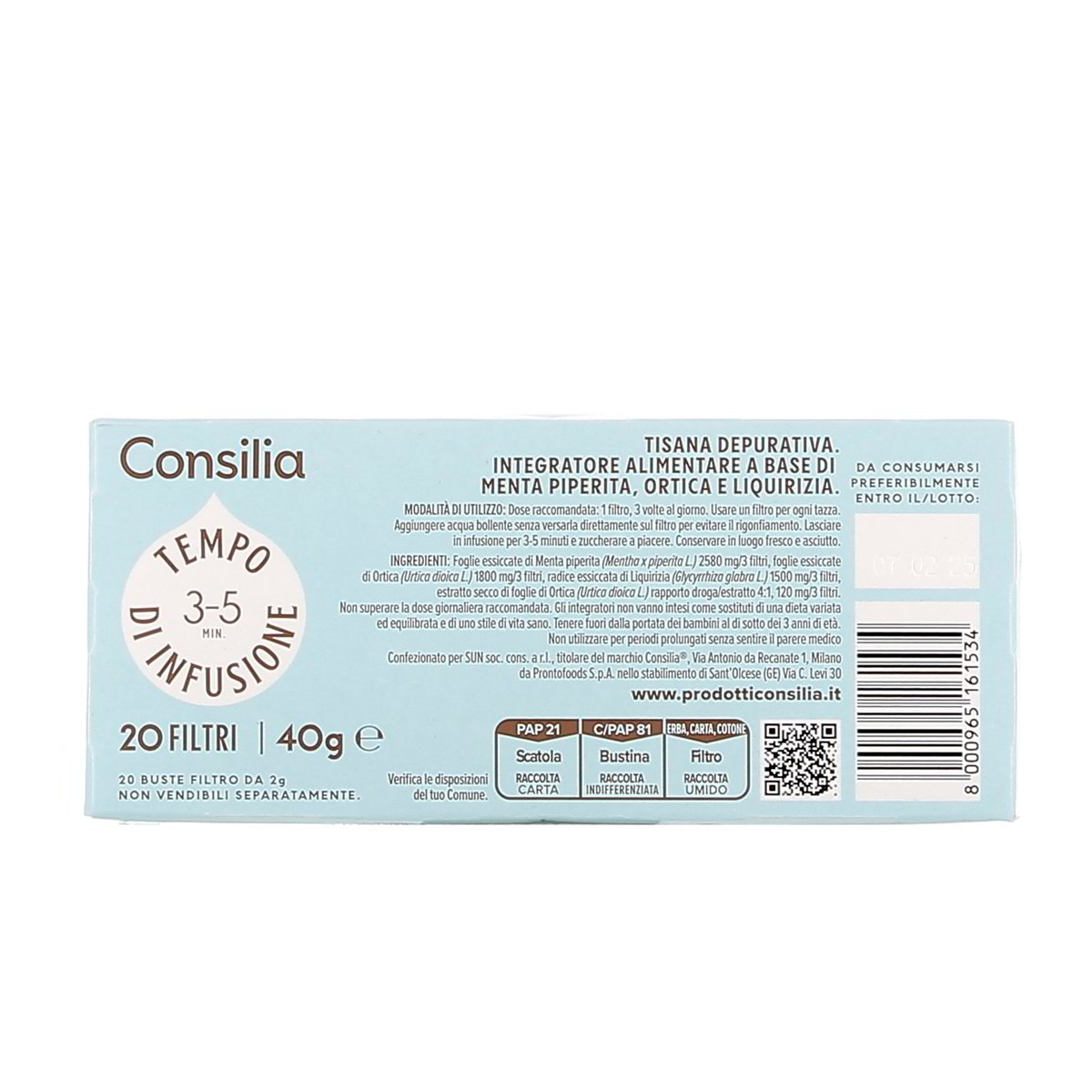 Consilia Tisana Depurativa Menta Piperita Ortica E Liquirizia 20 Filtri 40 g — immagine 3