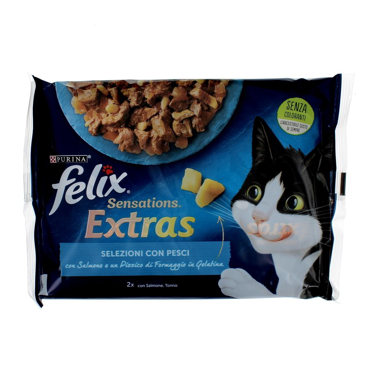 Felix Sensations Extras Selezioni Con Pesci Salmone Tonno E Formaggio In Gelatina 4x85 g