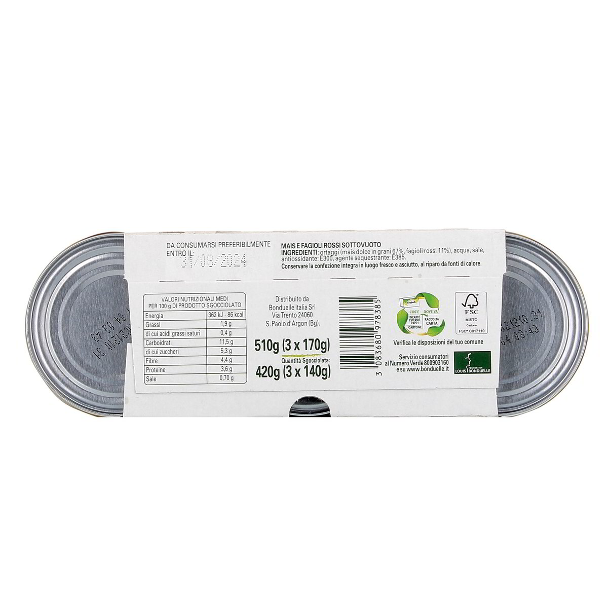 Bonduelle Allegrie Di Mais E Fagioli Rossi 3x170 g - sgocciolato 3x140 g — immagine 3