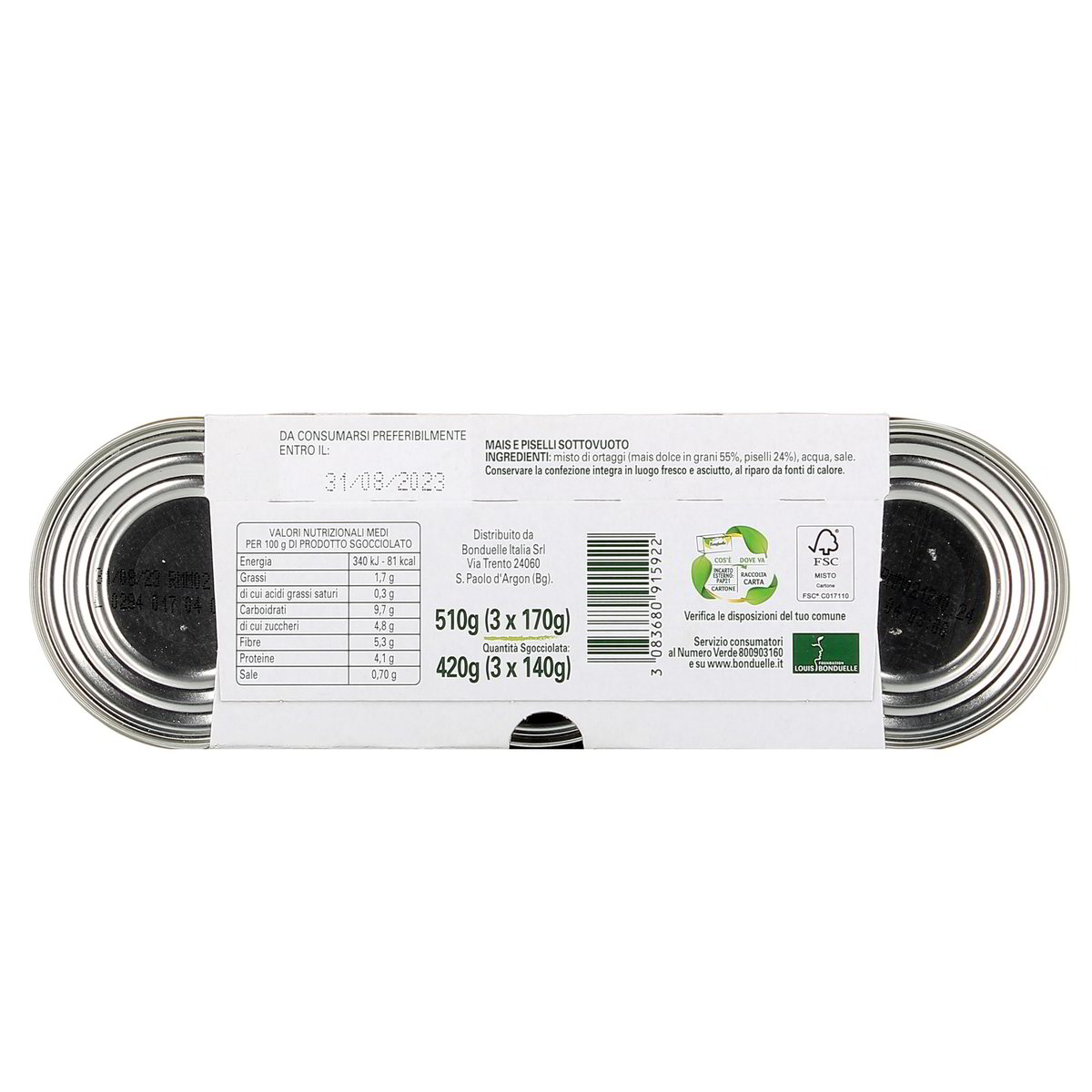 Bonduelle Allegrie Di Mais E Piselli 3x170 g - sgocciolato 3x140 g — immagine 3